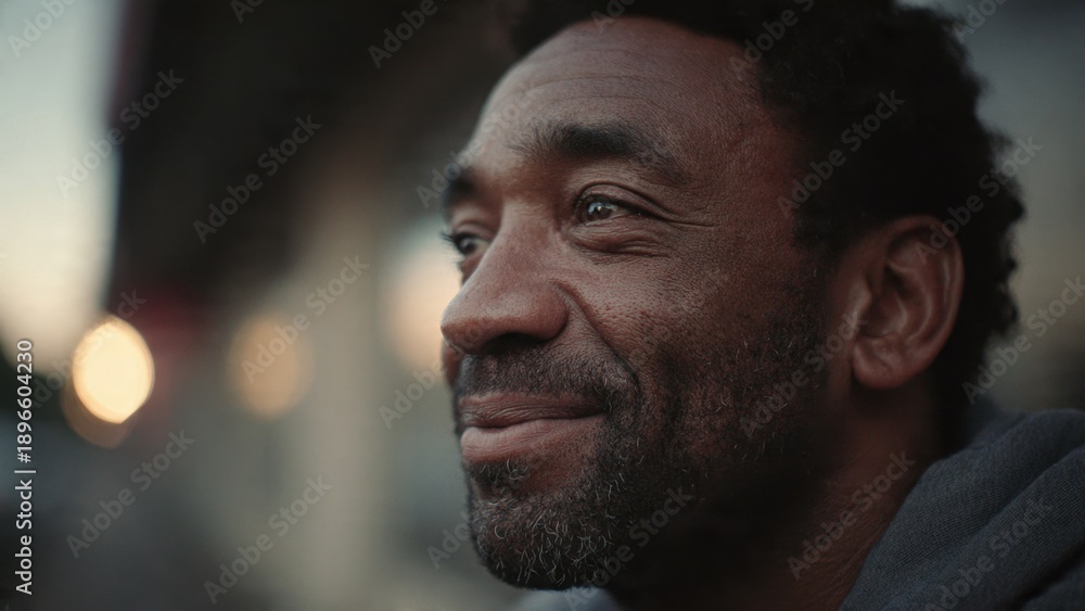 Fototapeta premium Contemplative Black Man Portrait