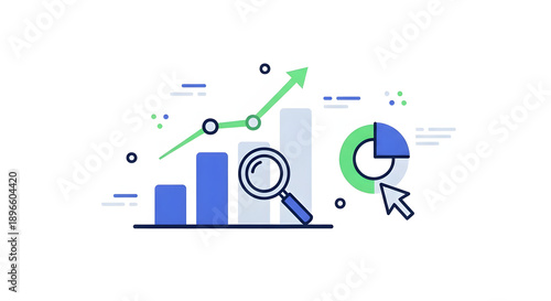 Data Analysis Graph with Magnifying Glass.