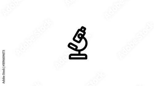A simplified line drawing of a microscope, black on a white background, isolated