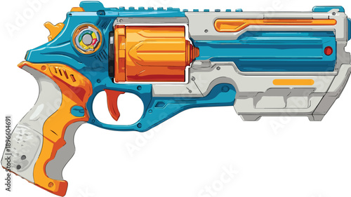 Nerf Gun Clipart Vector Art and Illustration with Outline