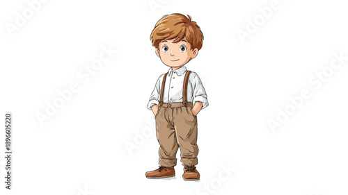 Professional Portrait of Young Boy Standing on White Background