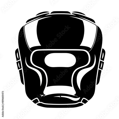 Boxing Headgear Protective Helmet Silhouette Icon Isolated on White Background