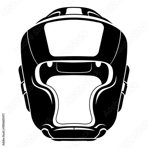 Boxing Headgear Protective Helmet Silhouette Icon Isolated on White Background