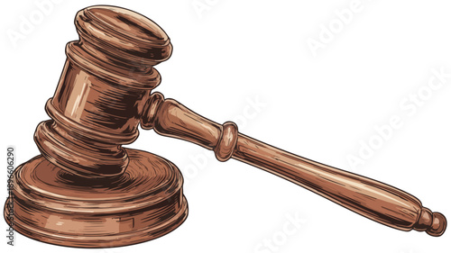 Cartoon Style Wooden Gavel Clipart Vector Illustration