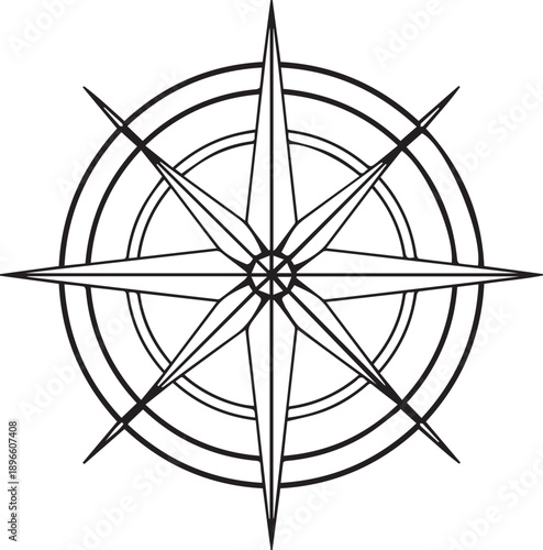 A detailed depiction of a compass rose, its lines meticulously crafted to show direction and guidance.