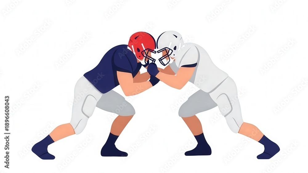 Obraz premium American Football Players Engaged in Intense Helmet Clash During Game