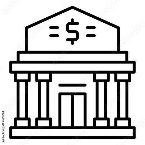 Bank line icon editable stroke with document money symbol