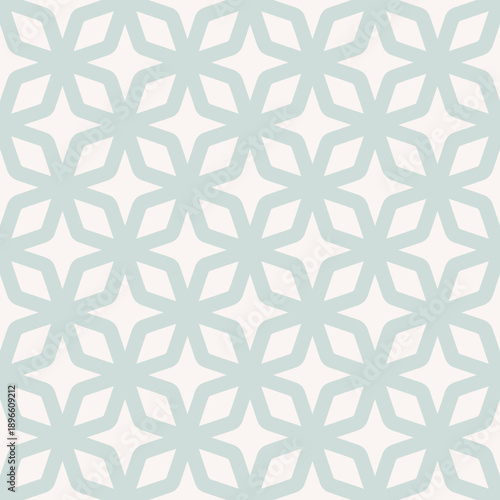 Vector seamless floral pattern with oriental geometric leaf and star shapes. Minimal design texture with simple grid, diamond, rhombus. Subtle background. Repeated design for textile, wrap, decor