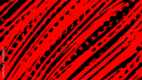 Abstract diagonal stripe background with rough brush texture style in red and black colors  aggressive powerful feel for action poster and banner design