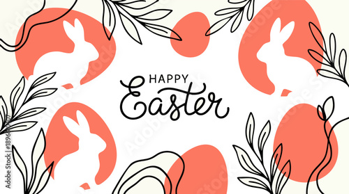 Easter Bunny Silhouettes with Floral Decorations.