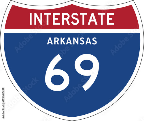 Interstate 69 Arkansas, I-69 AR US Interstate Highway Route Shield Badge Vector