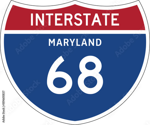 Interstate 68 Maryland, I-68 MD US Interstate Highway Route Shield Badge Vector