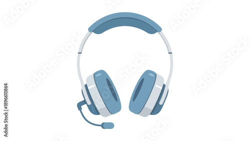 Blue and white headphones with microphone