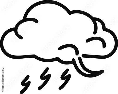 Storm Cloud Weather Icon Rain Lightning Graphic Design