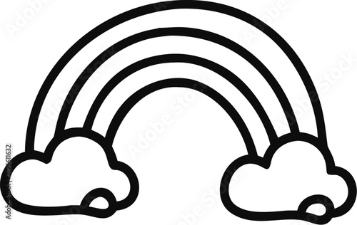 Rainbow Illustration With Clouds, Simple Vector Design For Kids