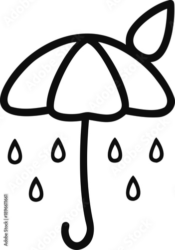 Rainy Weather Icon Featuring Umbrella And Droplets