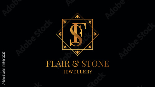 Sophisticated gold jewelry logo FS, perfect for branding and advertising.