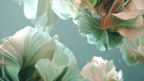 Soft petals unfolding in a serene 3D floral arrangement