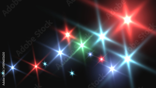 Star Light Flares on Black Background. Vector Light Effect