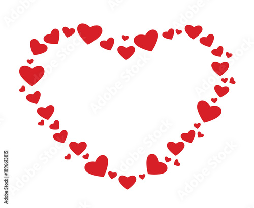 Hearts frame on a white background