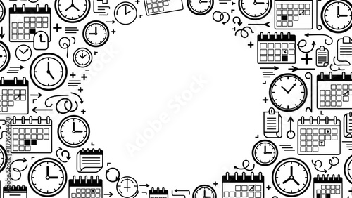 A large letter a made up of various clock and calendar icons