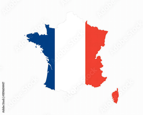 Striking map of France displaying the national flag colors in a modern minimalist style for patriotic designs