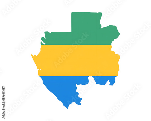 Gabon map silhouette with national flag colors for travel brochures and promotional material for African destinations
