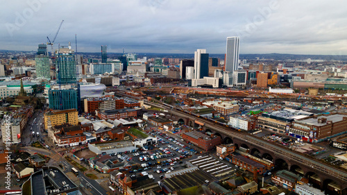 Photos Aerial view of Birmingham city center with railway tracks and skyscrapers