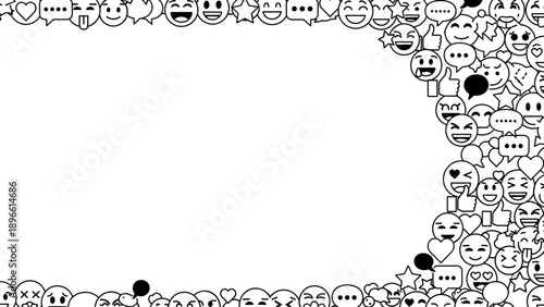 A large group of various emoticon faces on for chat and messaging