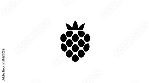 A simple, black-and-white graphic of a stylized fruit, on a plain white background