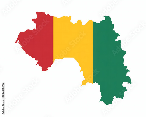 Detailed map of Guinea with national flag colors, perfect for brochures and educational materials or travel designs