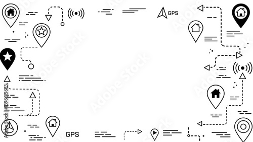 Collection of various gps navigation icons and symbols on for design