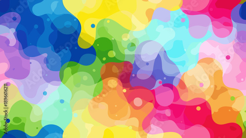 Vibrant colorful abstract background with multicolored shapes and spots