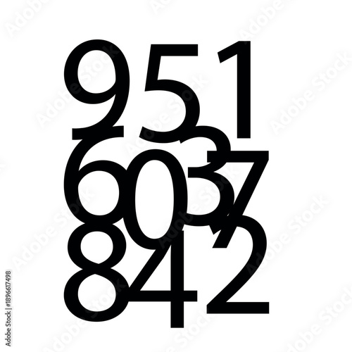 Disorder numbers from 1 to 9. Vector ilustration