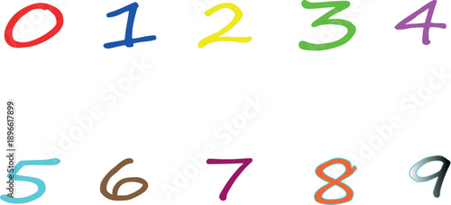 Simple, colored numbers. Vector illustration