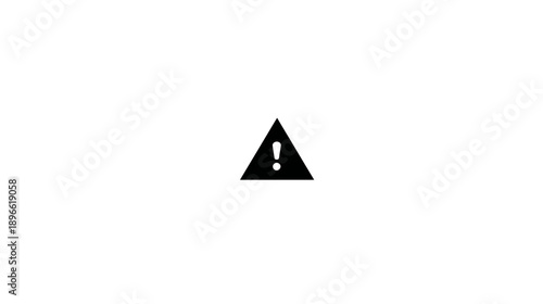 A solid black warning sign, shaped like a triangle, containing a white exclamation point