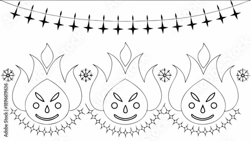 Delightful cartoon pineaples with smiling faces and festive decorations