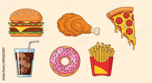 Assorted Fast Food Items on Display.