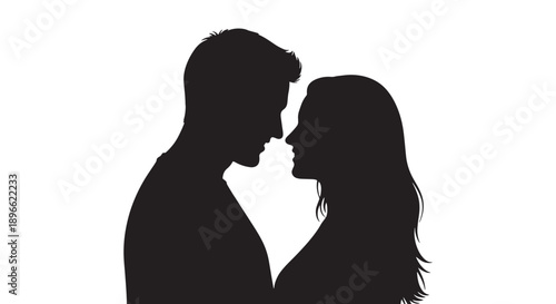 Silhouetted Couple in Close, Romantic Pose Expressing Love and Intimacy.
