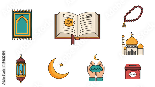 Islamic cultural icons collection for Ramadan and Eid celebrations
