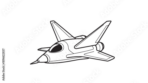 Clean line drawing of a stylized spacecraft jet with pointed wings and tail fins.