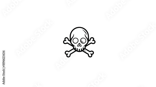A skull and crossbones symbol, illustrated with simple black lines against a white backdrop