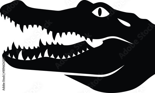 Crocodile Head Vector Illustration, Reptile Wildlife Design