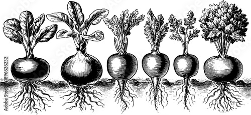 Vintage 19th century botanical engraving of field crop rotation diagram for educational use