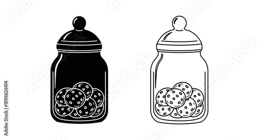 Cookie jar illustration black white design Vector