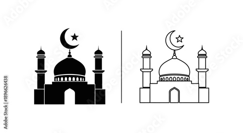 Islamic mosque silhouette islamic architecture Vector