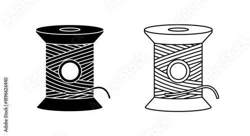 Black and white thread spools illustration Vector