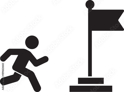 Running Towards Goal with Flag Icon
