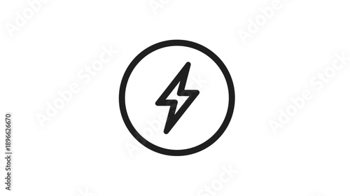 Black lightning bolt symbol inside a thick black circle on a white background