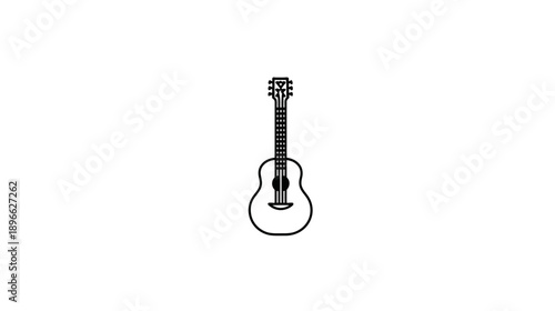A minimalist illustration of an acoustic guitar, rendered in a simple black outline